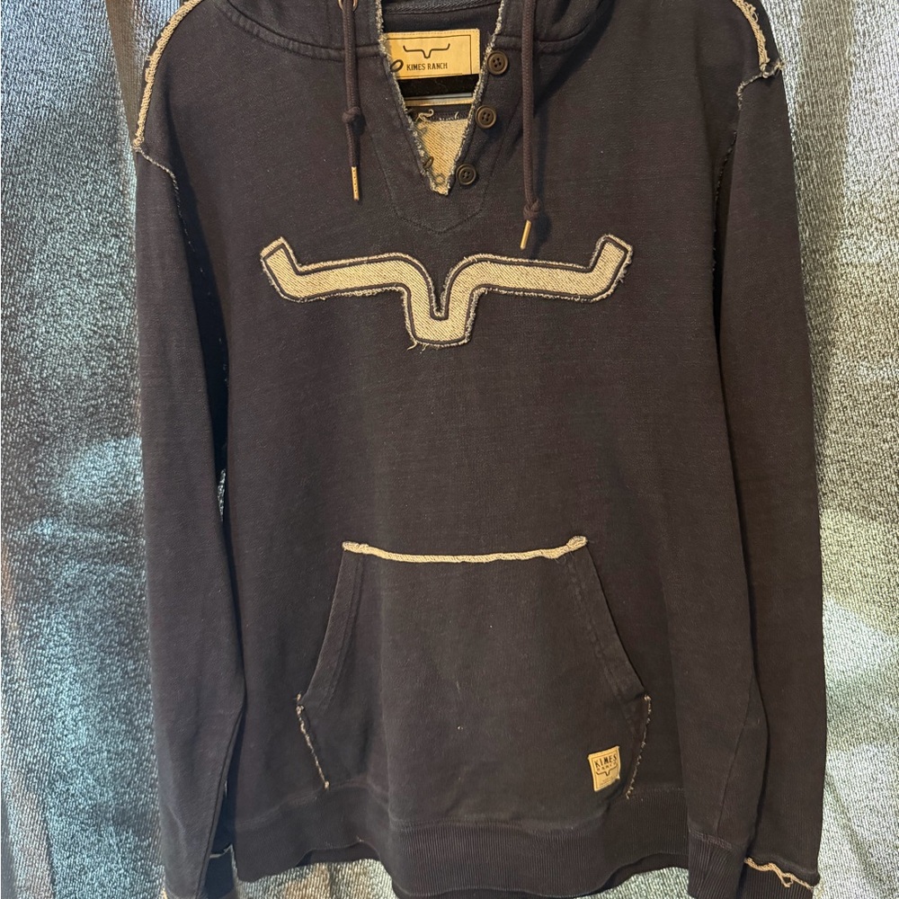 Kimes Ranch Denim Blue Hoodie with Light blue Accents